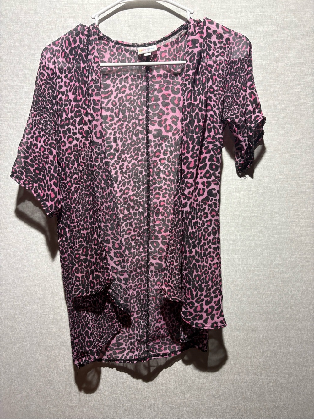 LuLaRoe Pink and Black Leopard Print Top